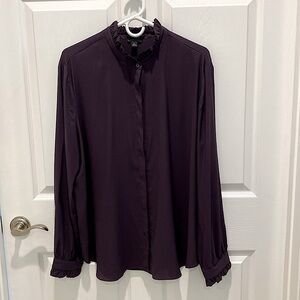 Ann Taylor Ruffle Neck Blouse